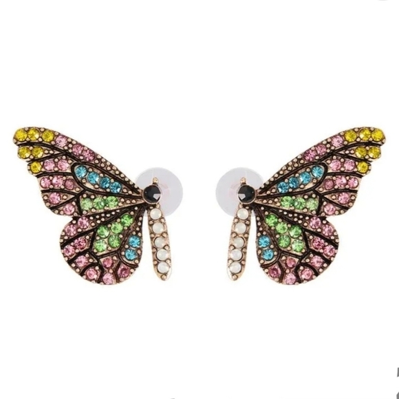 Fashion Jewelry Jewelry - Butterfly Wings Rhinestone Stud Earrings Pastel Multi-color